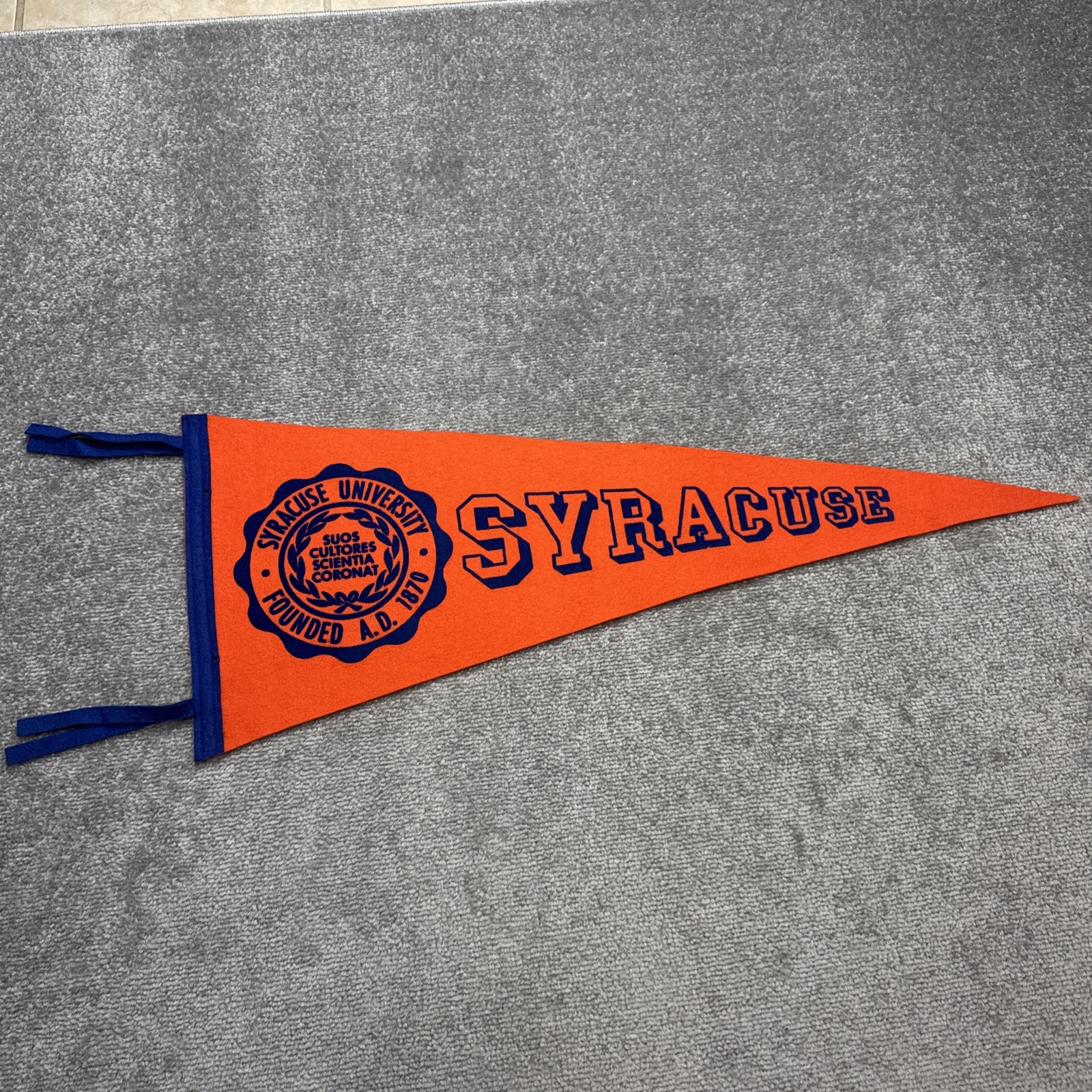 Vintage Syracuse University Pennant 29” Orange Felt Blue Seal