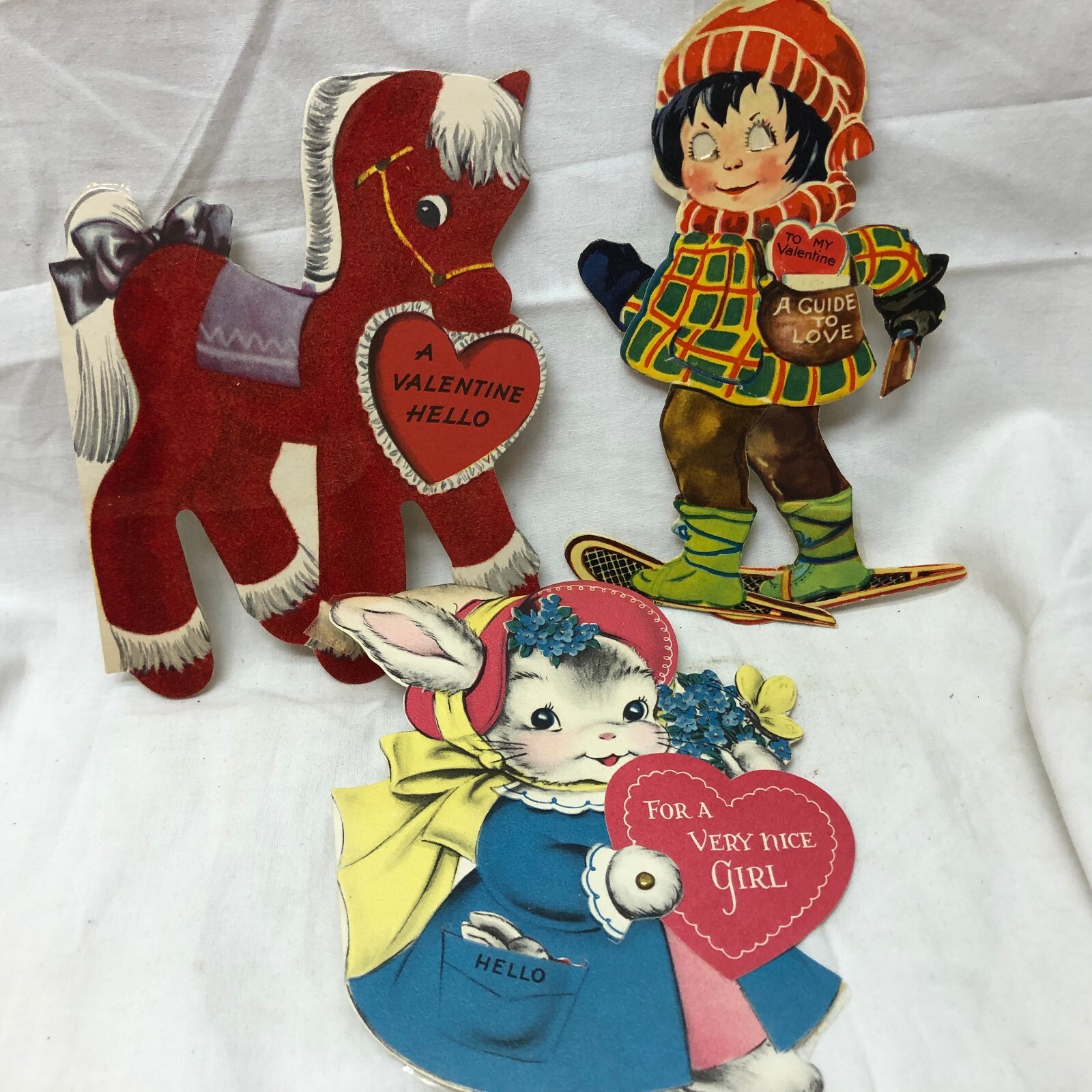 3 Vintage 1930s-50s Valentine\'s Cards  2 Mechanical