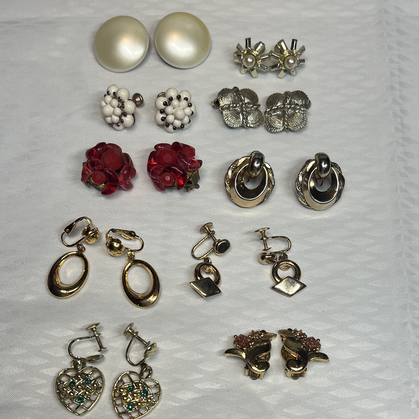 Vintage Clip-On Screwback Earrings 10 Pairs