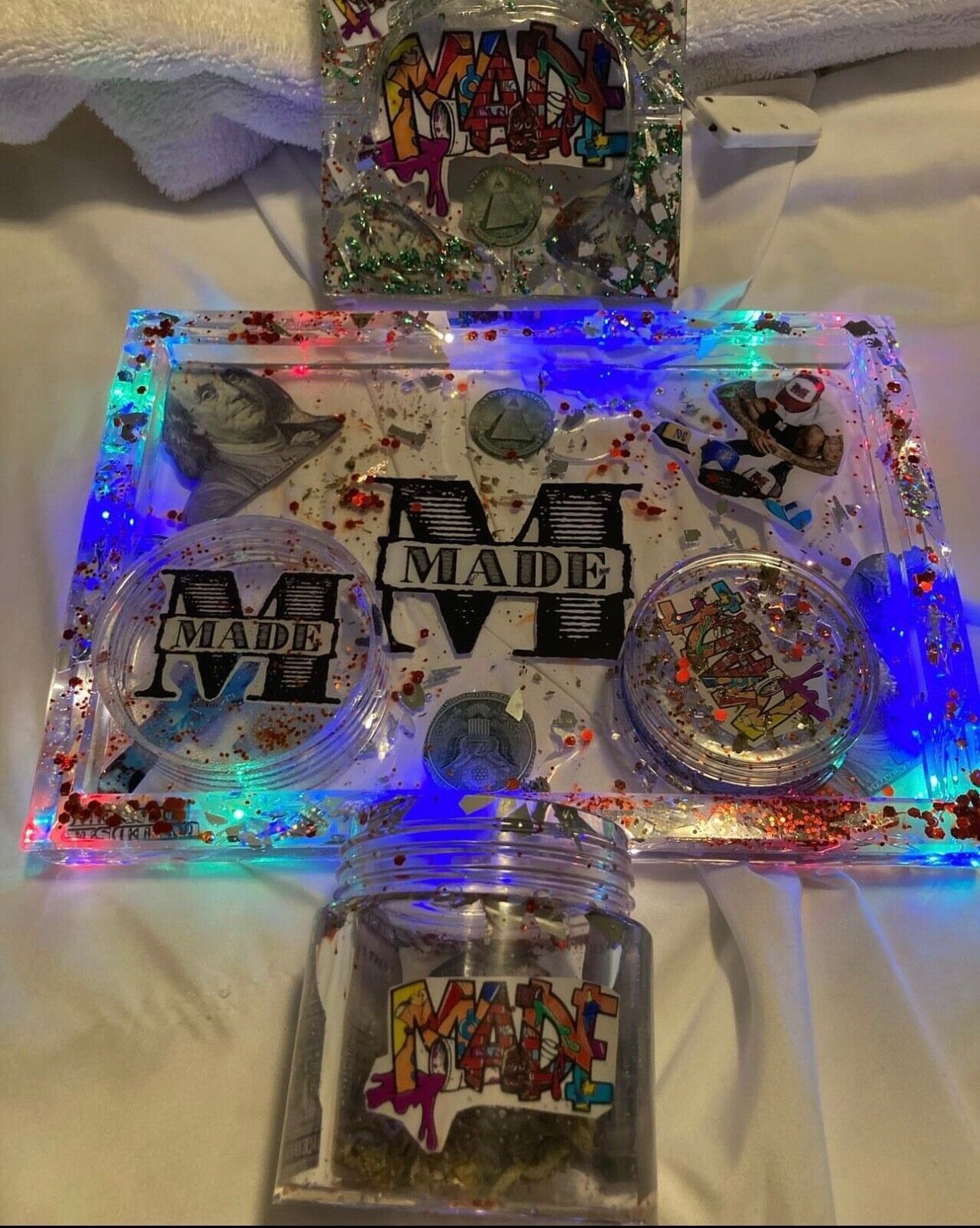 Custom Rolling Tray Set With LED Lights - The perfect gift