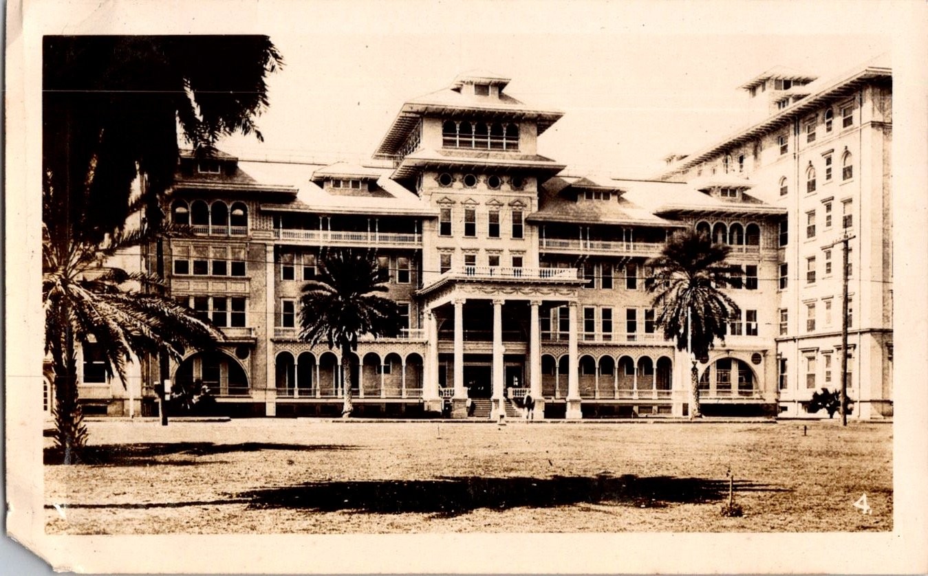Vintage Royal Hawaiian Hotel Waikiki Honolulu HI Photograph c. 1910s Sepia Palm