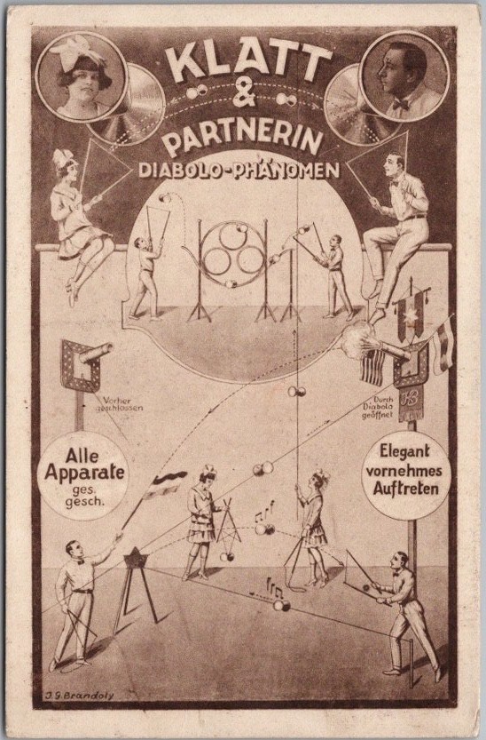 c1910s Acrobats / CIRCUS Vaudeville Ad Postcard 