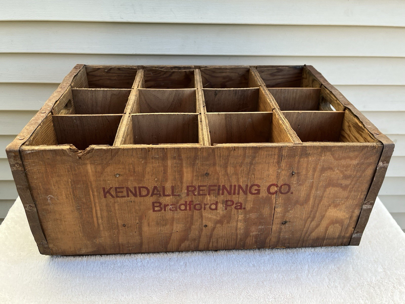 WW2 ERA KENDALL MOTOR OIL QUART CAN BRADFORD PA WOOD WOODEN CRATE BOX RARE READ
