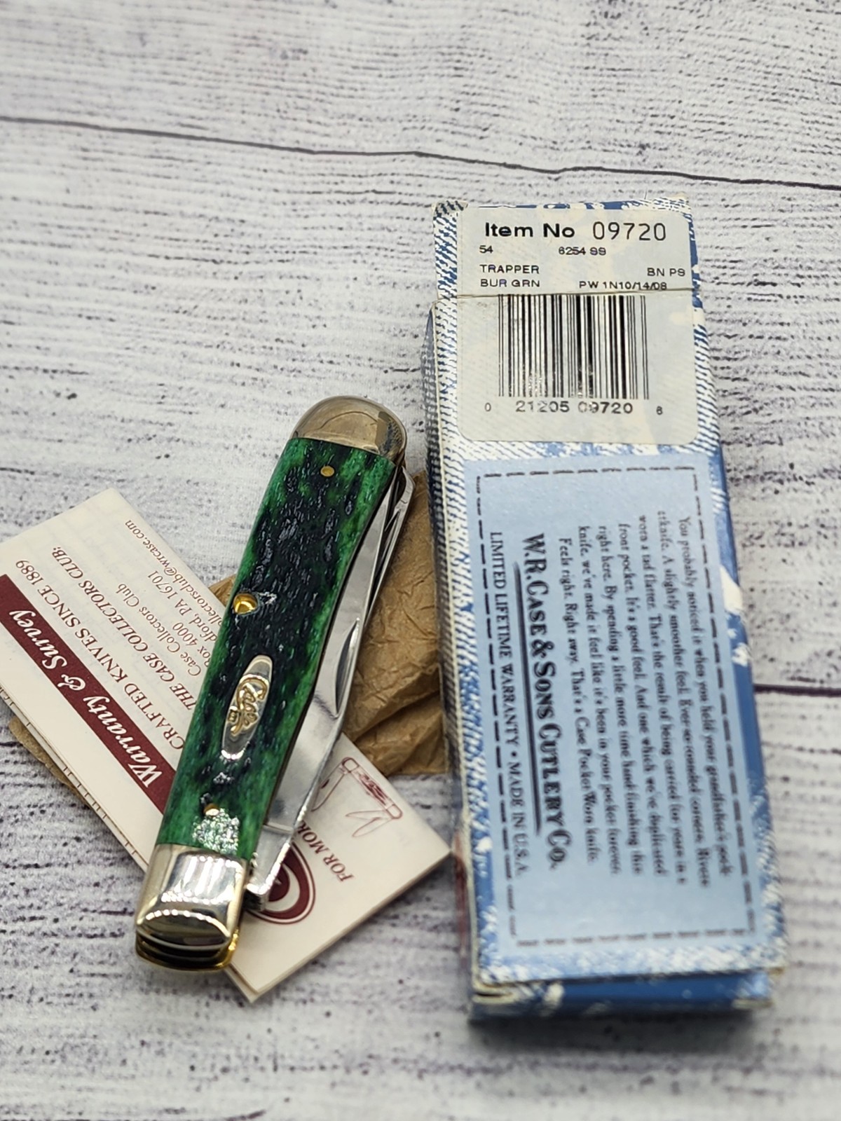 Case XX 6254 SS Bermuda Green Pocket Worn Trapper Knife 09720 w/ Box