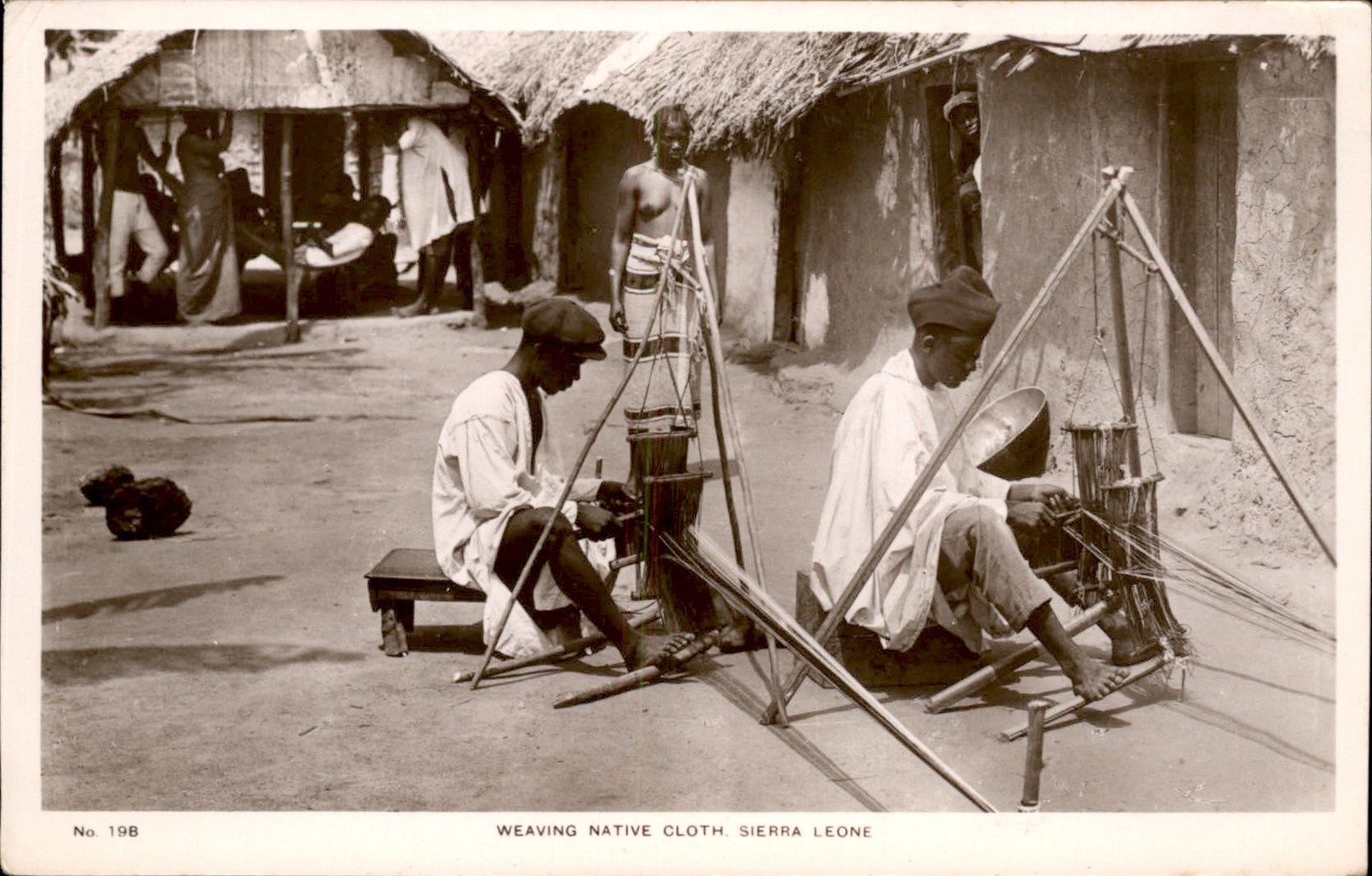 Sierra Leone West Africa Weaving Native Cloth c1900s-10s Real Photo Postcard bhn