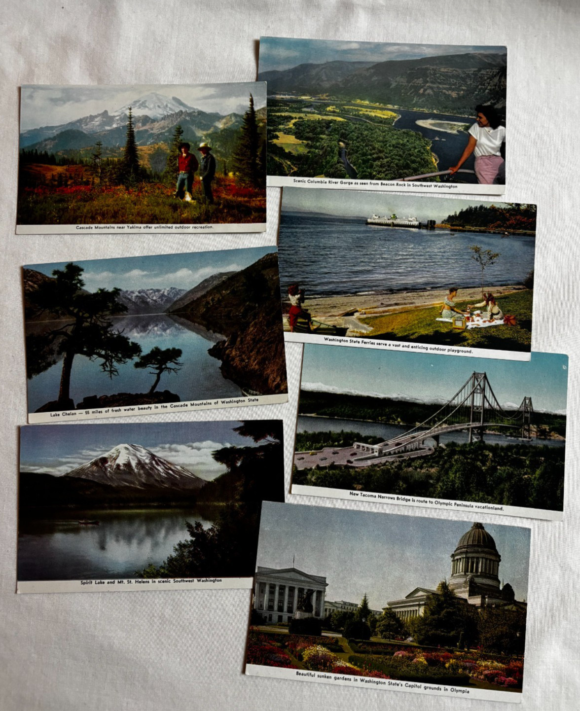 7 Vintage Glossy Postcards - Washington State Views - Unused