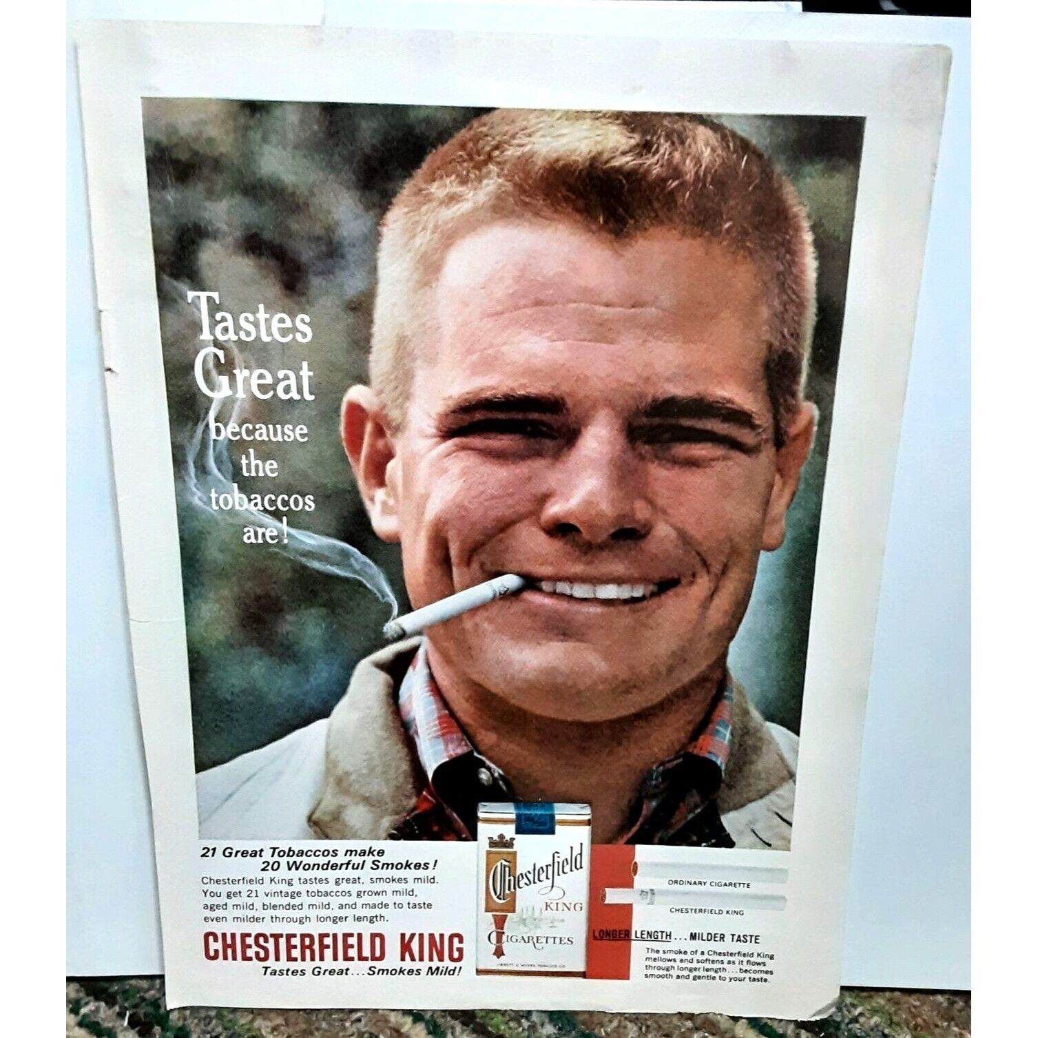 1963 Chesterfield King Cigarettes Vintage Print Ad Original