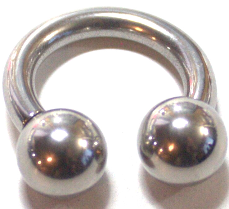 8g 1/2 Shiny Internally Threaded Big Ball Horseshoe Ear Ring Surgical Steel 316L