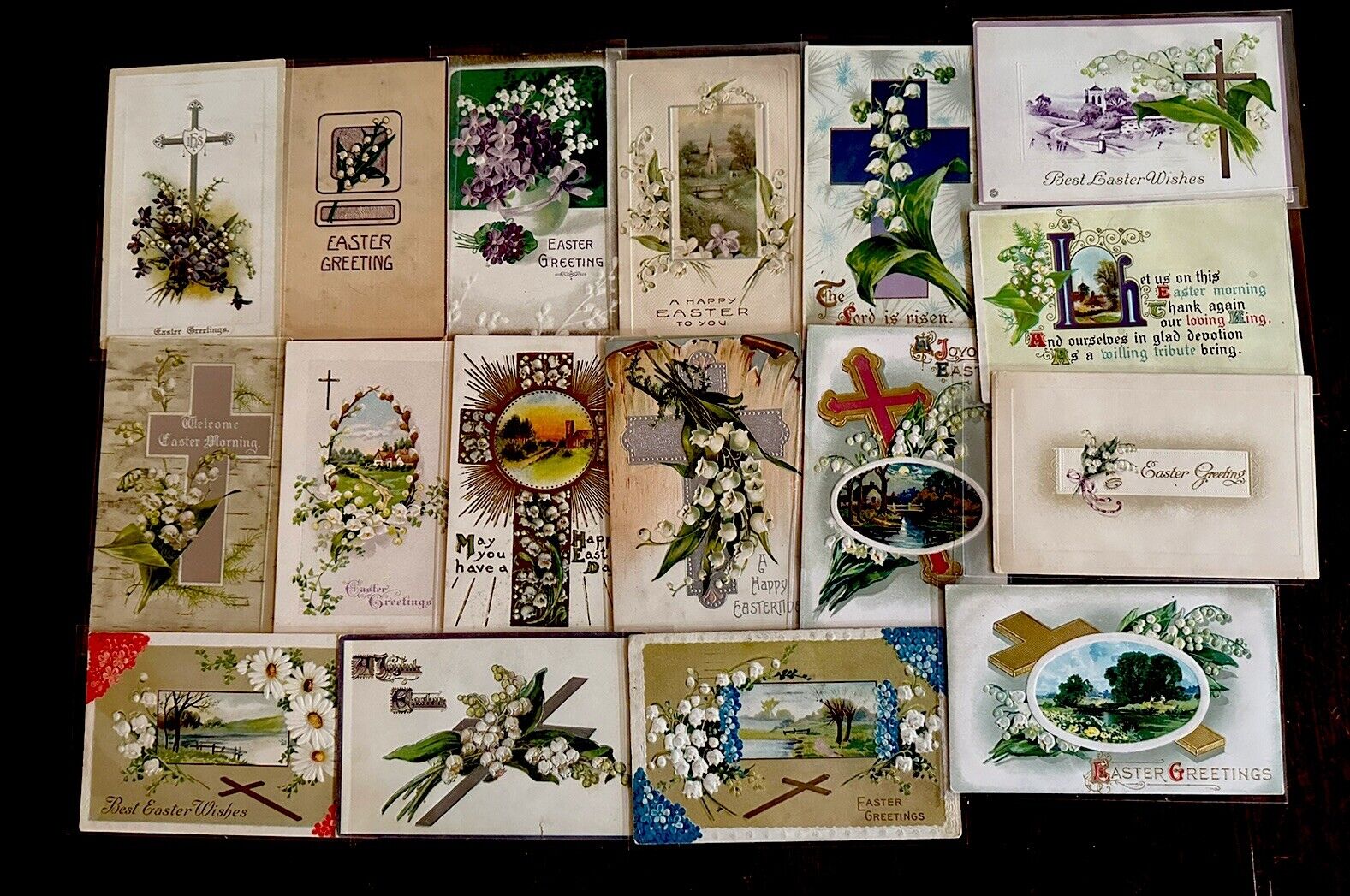 Pretty Lot of 17~ Antique  EASTER Postcards w. Lily of the Valley Flowers-h-635