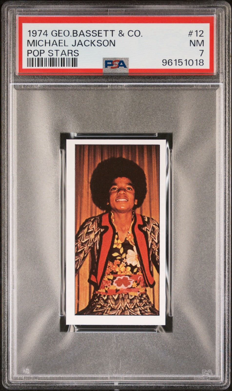1974 GEO.BASSETT & CO. Pop Stars #12 MICHAEL JACKSON - PSA 7 - Series Of /25 🐐 1974 GEO.BASSETT & CO. Pop Stars #12 MICHAEL JACKSON - PSA 7 - Series Of /25 🐐