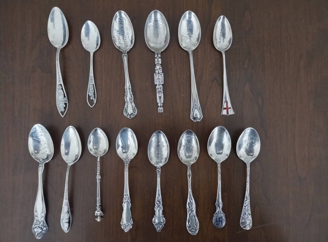 Vintage Spoon Lot 14 Pieces — 13 Sterling Silver, 1 Silverplate