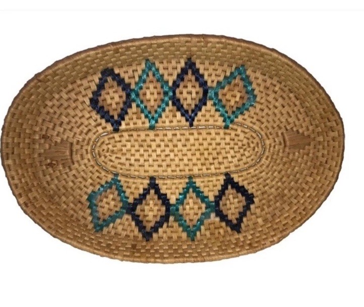 Vintage Coiled Straw Basket Tray Large 20 Vintage Coiled Straw Basket Tray Large 20