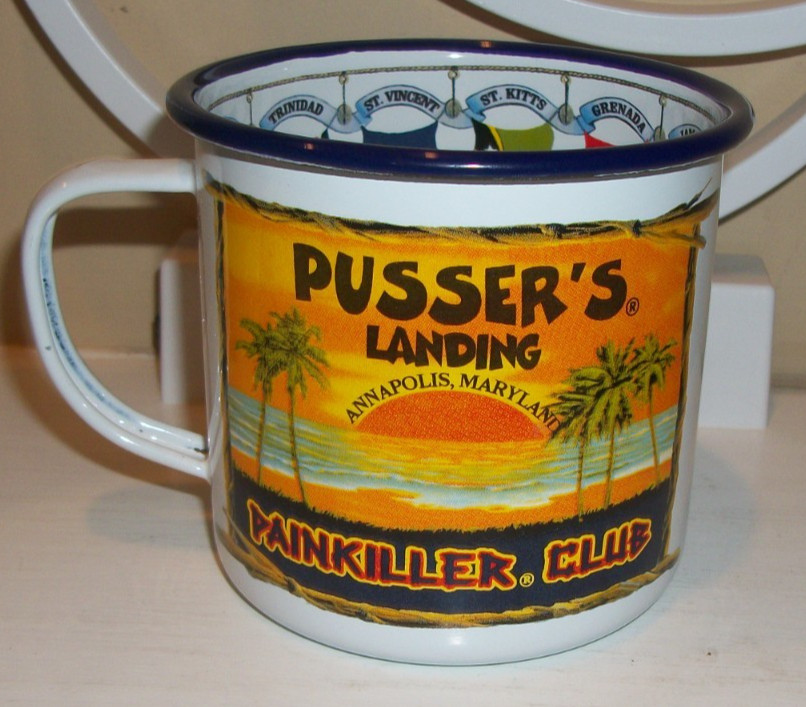Pusser's Landing Painkiller Club Enameled Cup Annapolis, Maryland Rum Recipe Pusser's Landing Painkiller Club Enameled Cup Annapolis, Maryland Rum Recipe