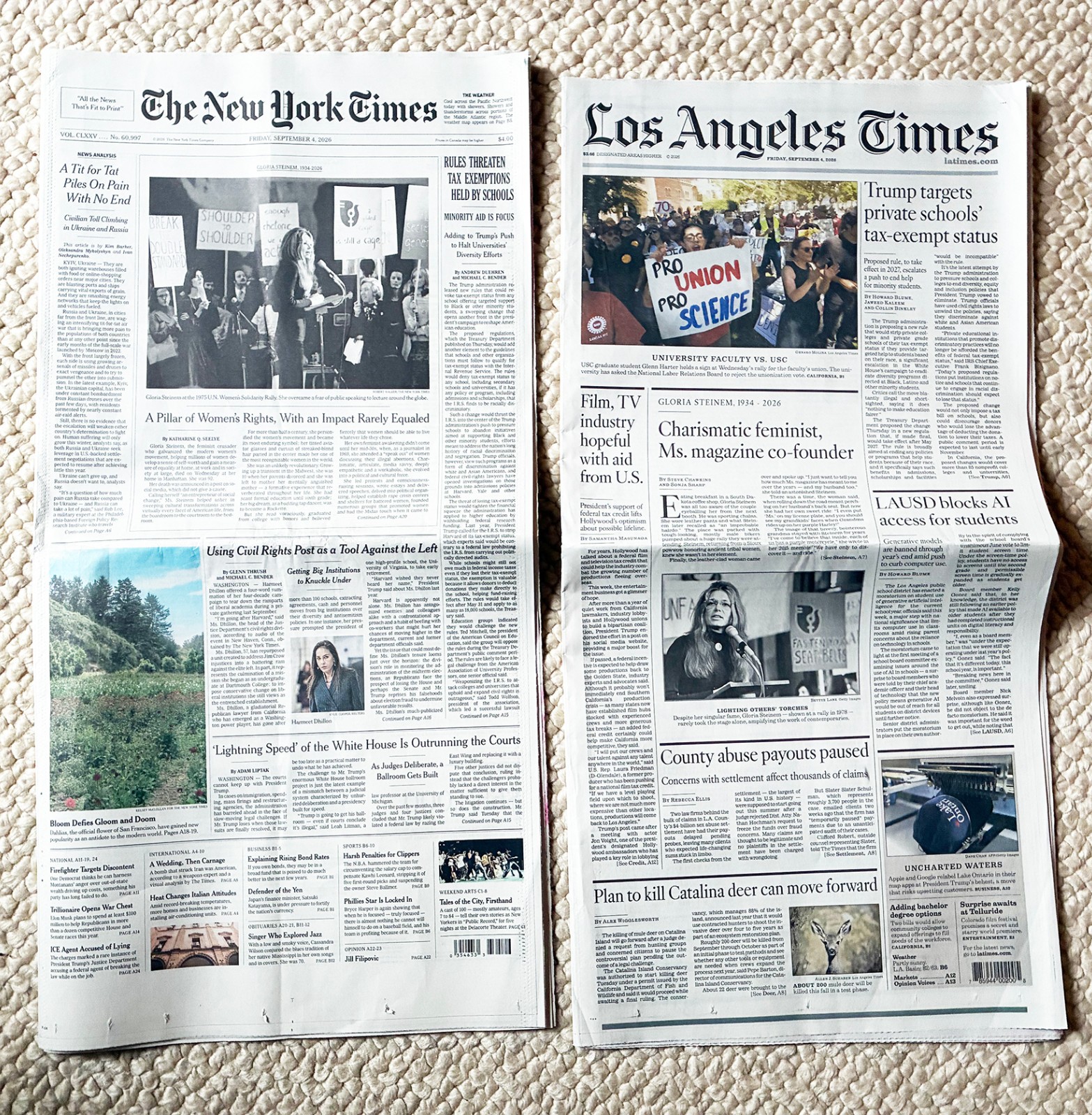 2026 (SEPT. 4)--GLORIA STEINEM--NEW YORK TIMES & LA TIMES--OBITUARY--XLNT 2026 (SEPT. 4)--GLORIA STEINEM--NEW YORK TIMES & LA TIMES--OBITUARY--XLNT