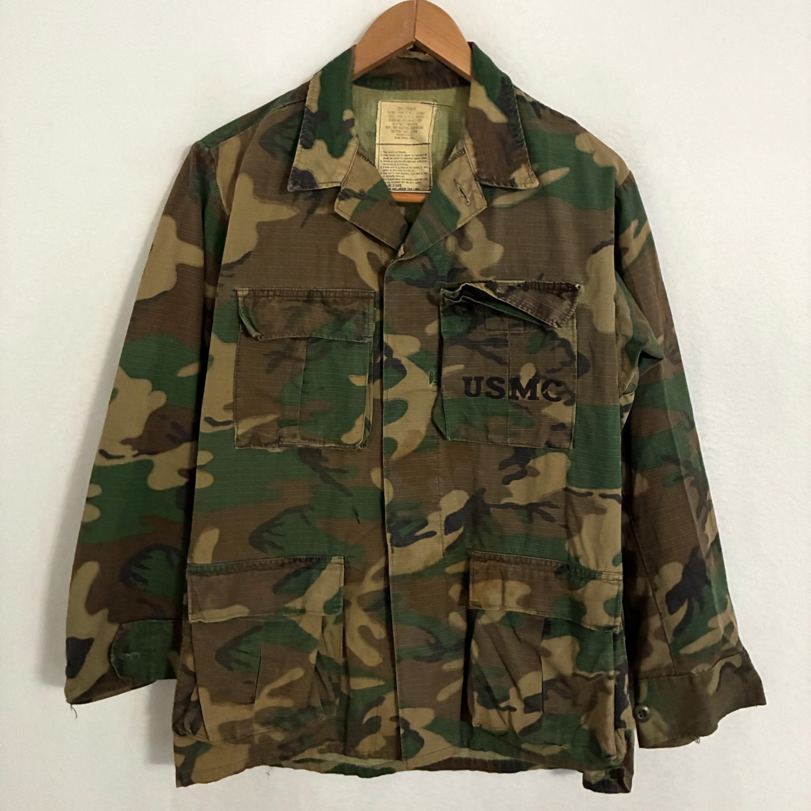 Vtg 70s USMC Hot Weather Camouflage Coat Men Size S Military ERDL Combat Marines