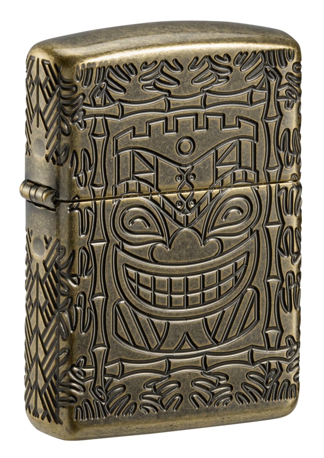 Zippo Armor Tiki Design Antique Brass Windproof Pocket Lighter, 46314 Zippo Armor Tiki Design Antique Brass Windproof Pocket Lighter, 46314