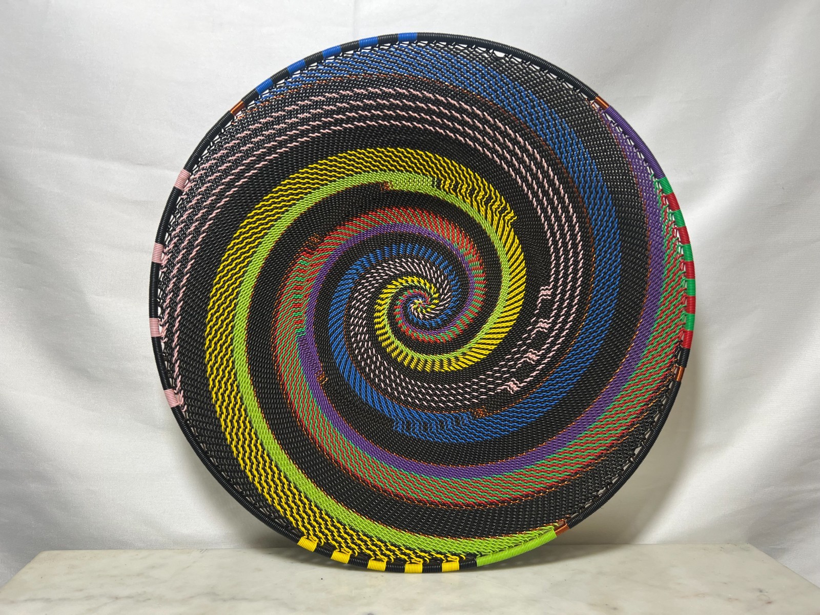 Large Handmade African Telephone Wire Basket 12\