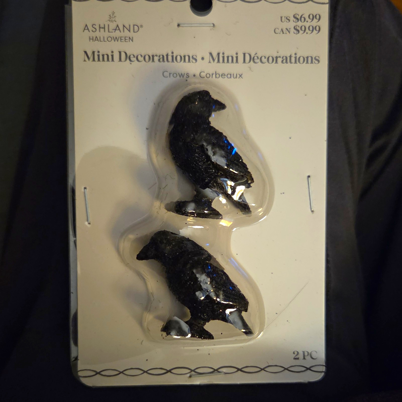 MINIATURE BLACK CROWS/ RAVENS- DECORATIONS- ASHLAND- SET OF 2