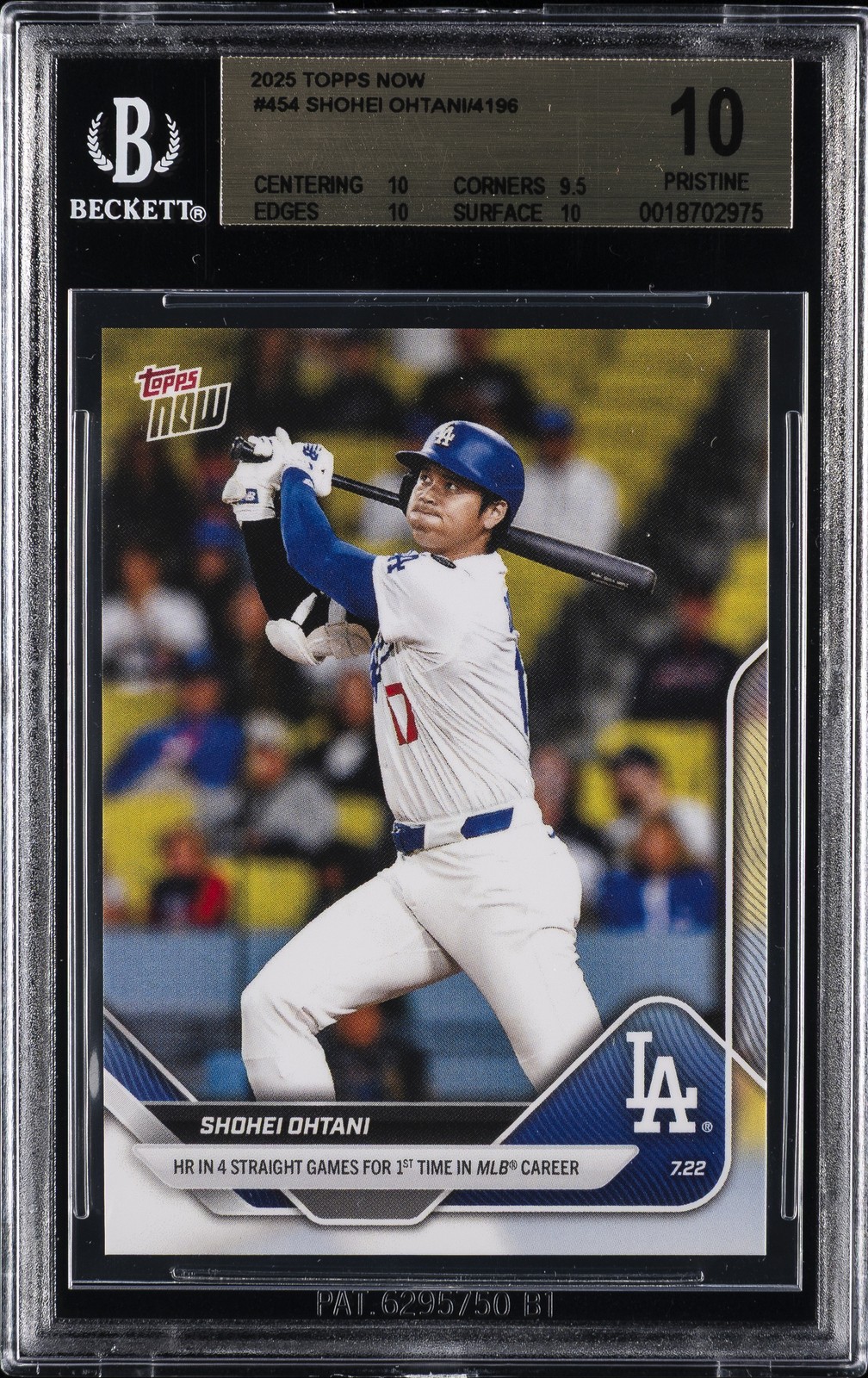 2025 TOPPS NOW #454 SHOHEI OHTANI BGS 10