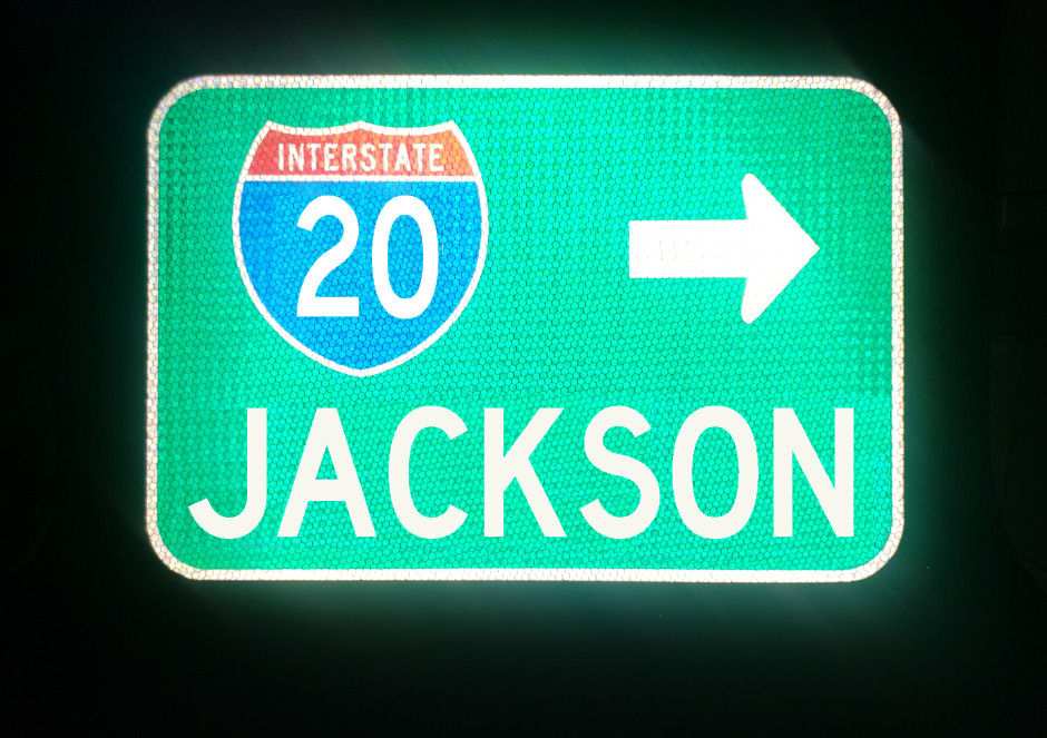 JACKSON Interstate 20 route road sign- Mississippi, Hattiesburg, Vicksburg