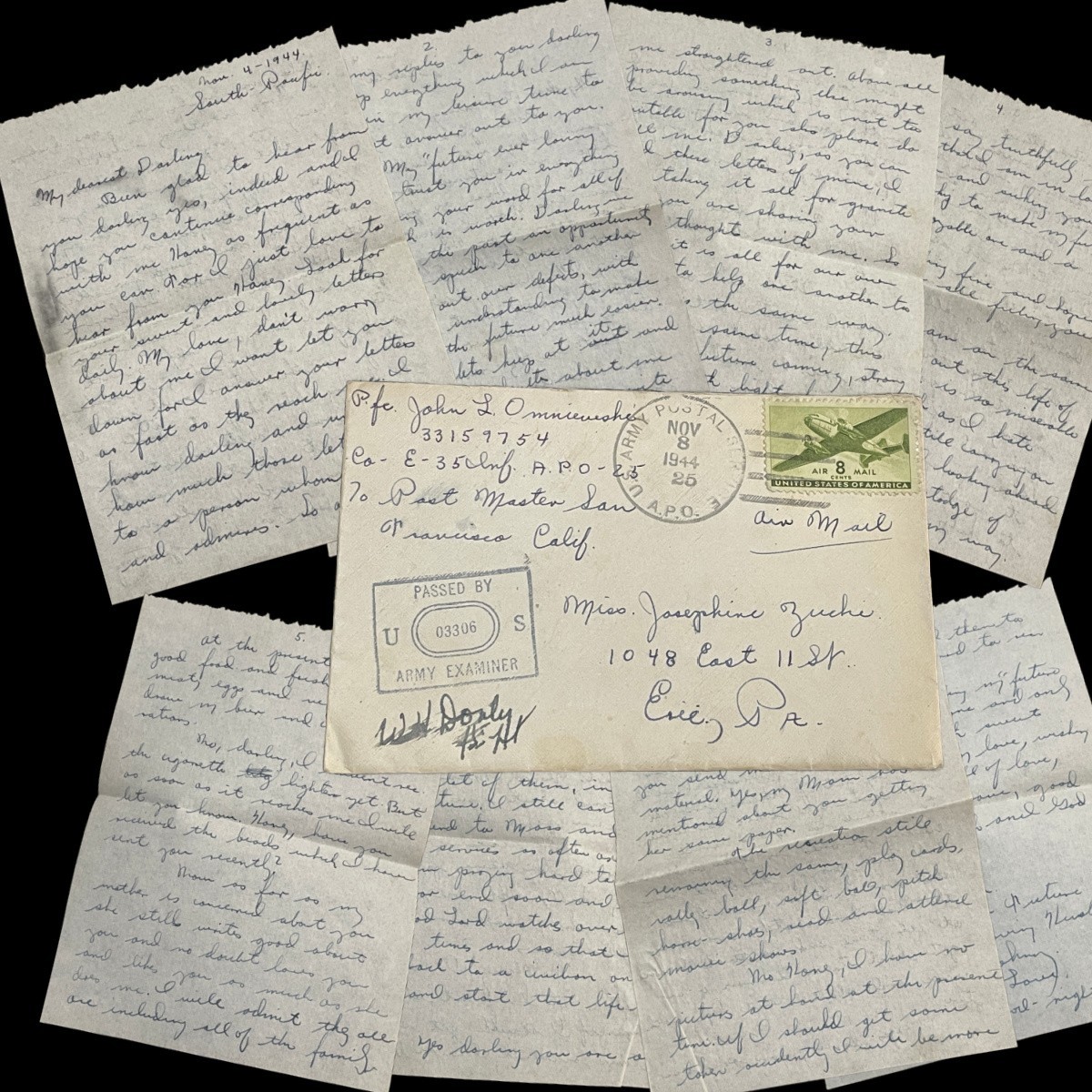 1944 WWII South Pacific Soldier Love Letter MISERABLE LIFE Army Censored APO 25