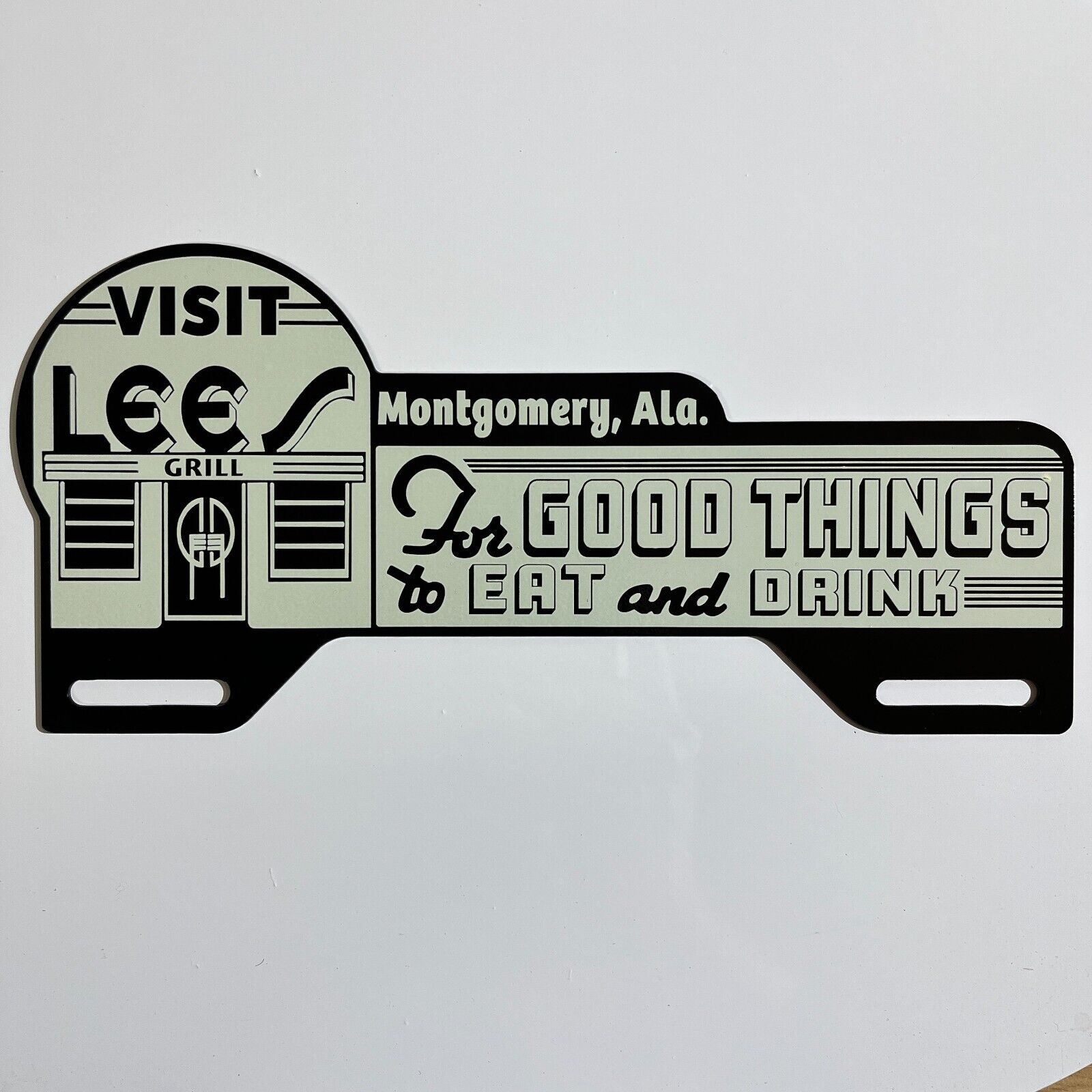 Lees Grill Restaurant Metal License Plate Tag Topper Sign Montgomery Alabama