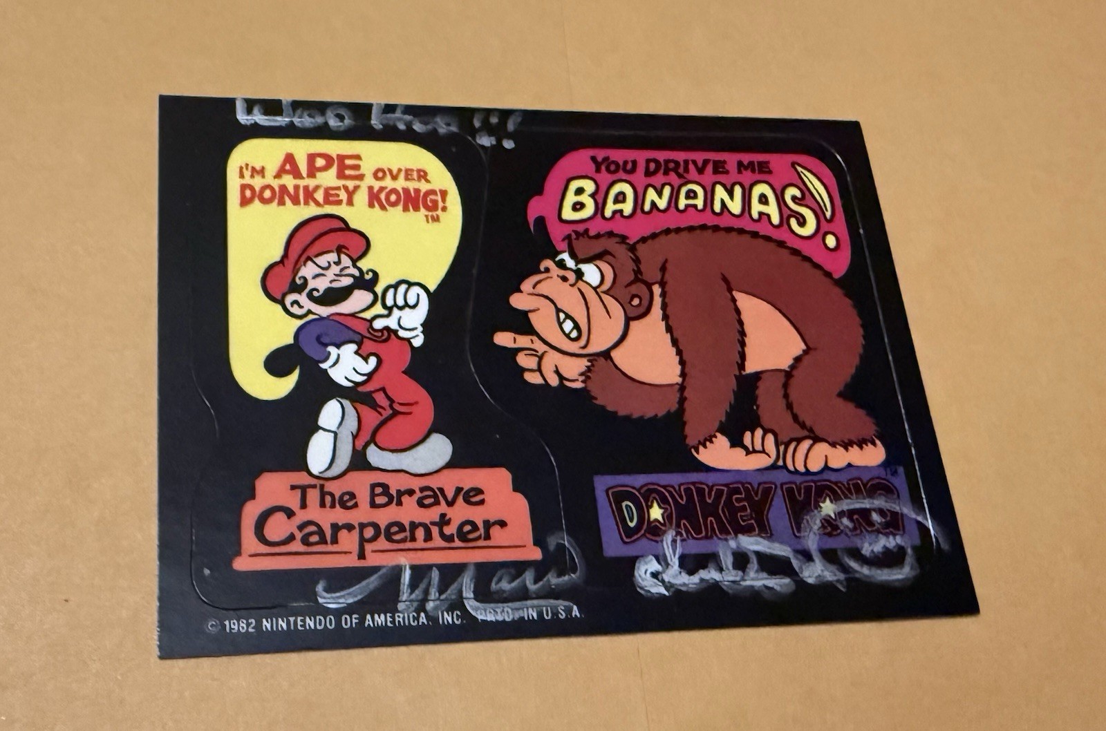 1983 Topps Donkey Kong Jump Man / Donkey Kong Signed By Voice Charles Martinet 