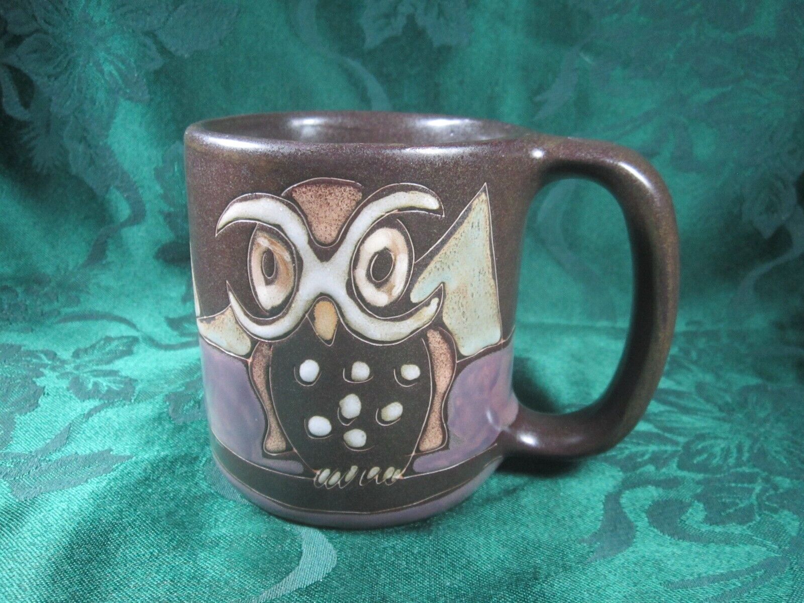 Mara Art Pottery Mexico Stoneware Night Owl Coffee Mug 16oz. Signed