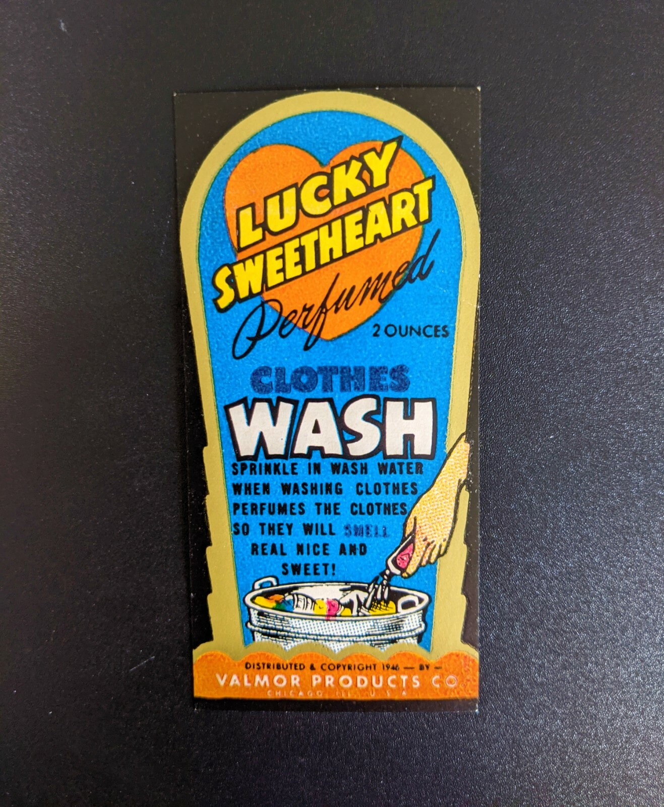 1946 Lucky Sweetheart Perfumed Clothes Wash Valmor Label Black Americana