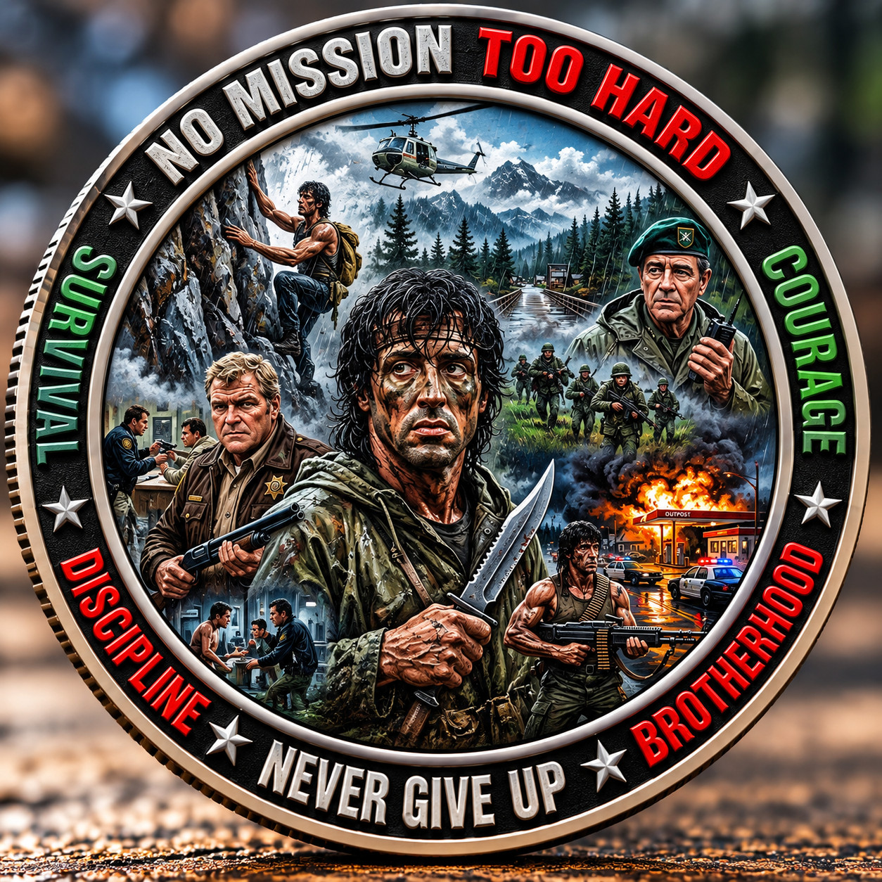 Rambo First Blood Sylvester Stallone Action Movie Challenge Coin 2 side Gift USA