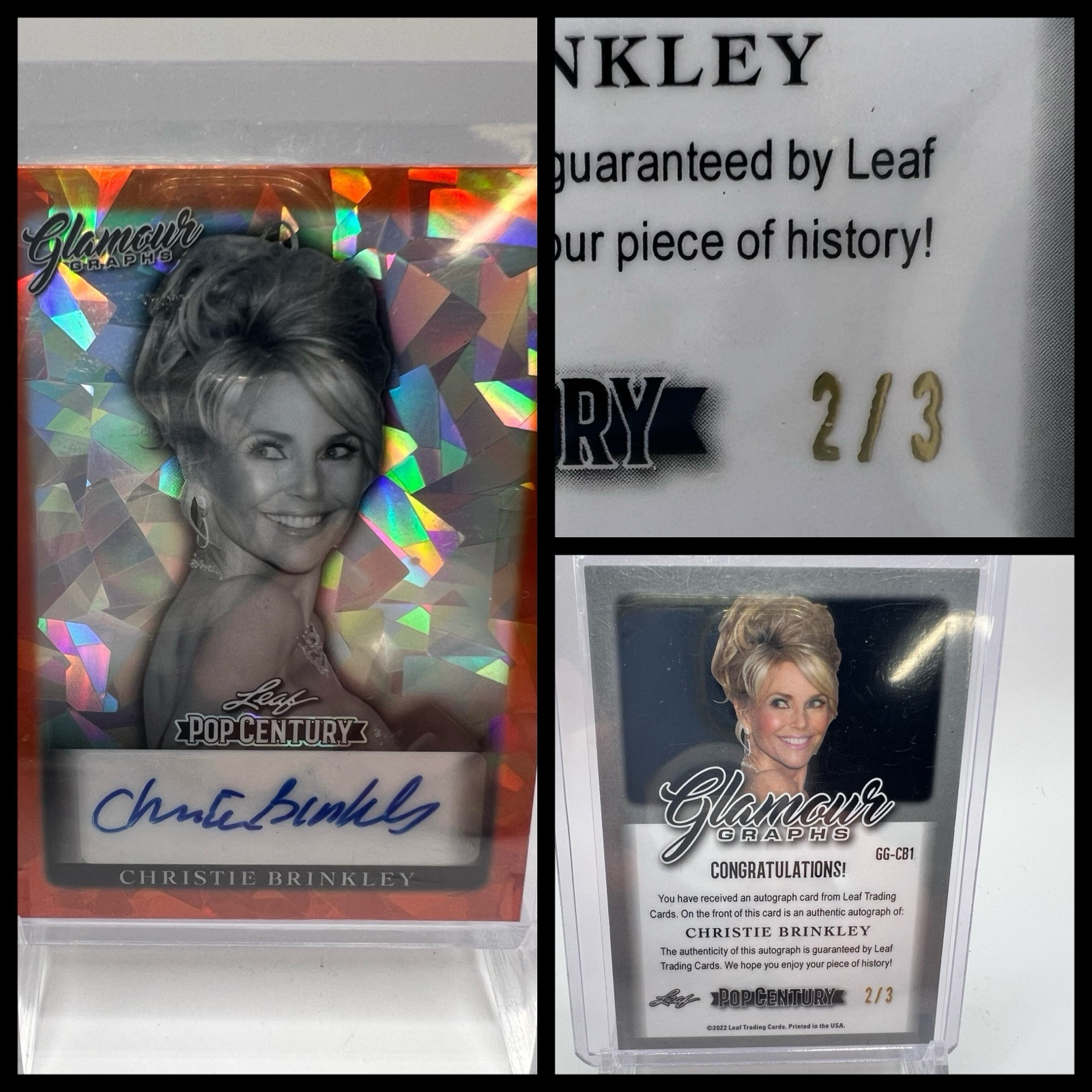 2022 Leaf Christie Brinkley Pop Century Orange Ice Glamour Graphs Autograph /3