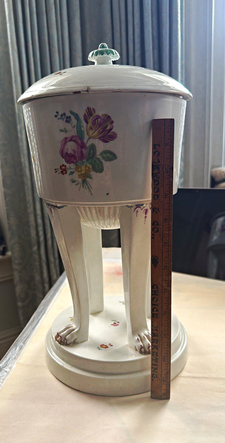 Unusual antique porcelain ice pail or cooler in the Vienna/Royal Vienna style