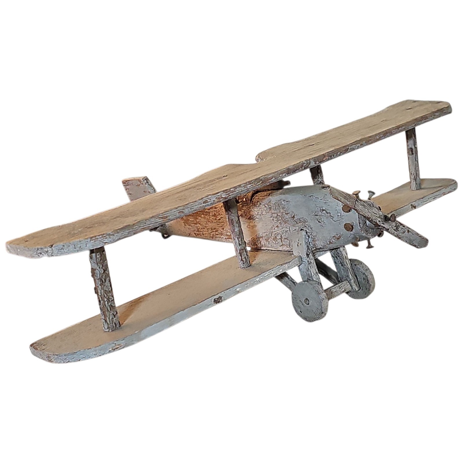 Vintage Handmade Wooden Barnstormer WWI Military Biplane Airplane 19½\