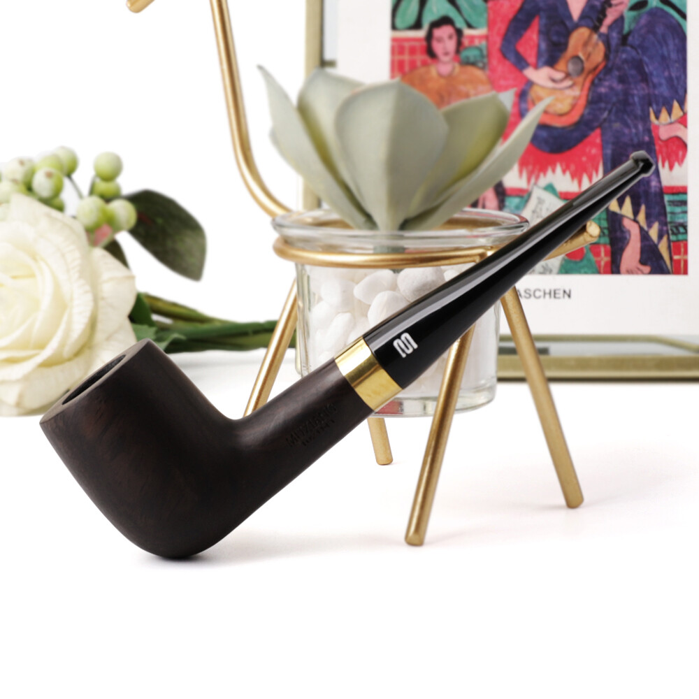 Billiard Smoking Pipe Ebony Straight Stem Tobacco Pipe Wooden Handmade 9mm Pipe