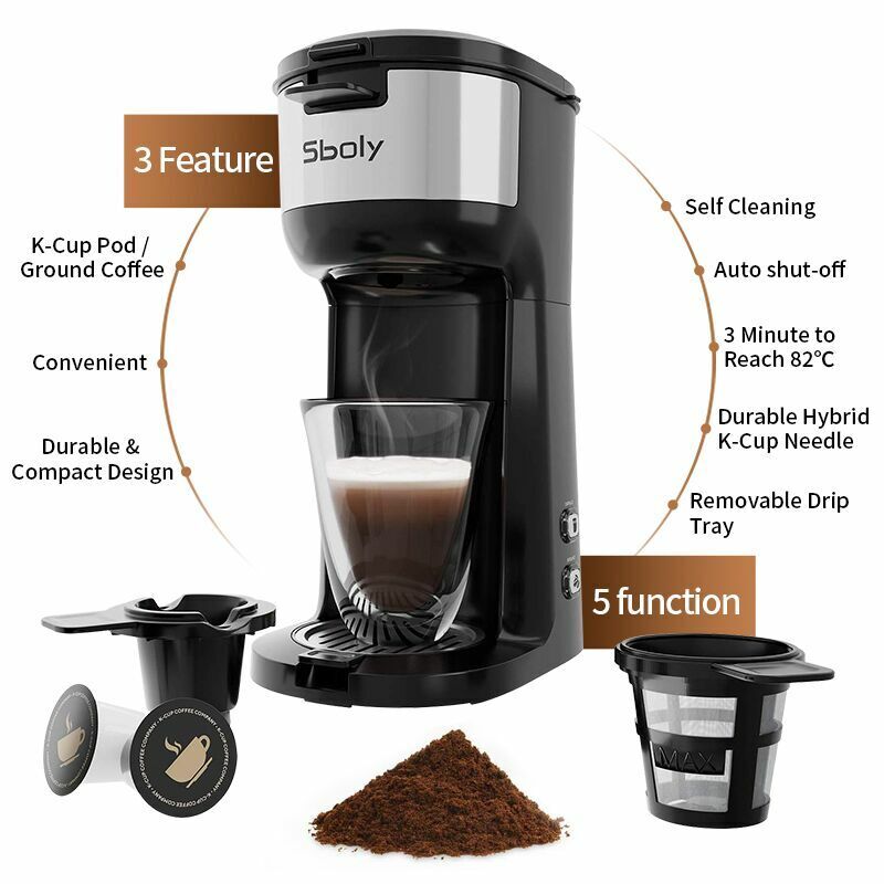 Single-Serve Coffee Maker K-Cup Stainless Steel Coffee Machine for Office