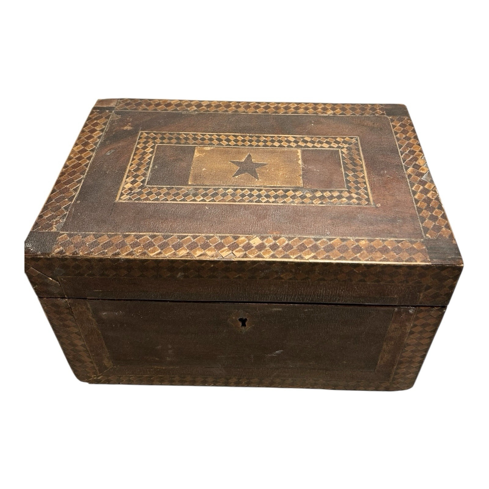 Antique English Tunbridge Ware Tea Caddy Box