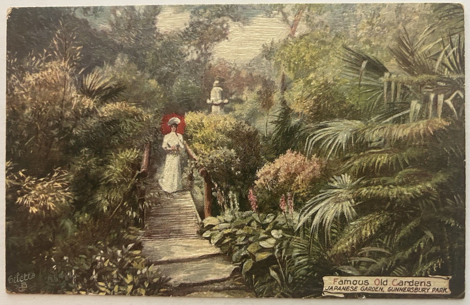 Tuck’s Oilette 'Famous Old Gardens' Postcard - Tranquil Japanese Landscape Art