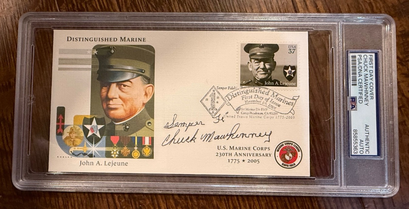 Chuck Mawhinney Signed FDC PSA/DNA USMC Vietnam Sniper Lejeune Semper Fi