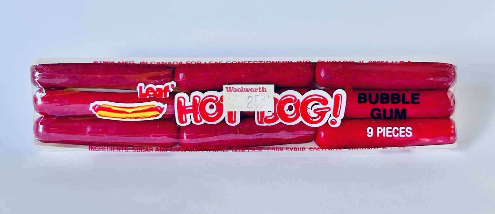 RARE Vintage 1984 Leaf HOT DOG Bubble Gum Cello Pack 6” candy container SEALED RARE Vintage 1984 Leaf HOT DOG Bubble Gum Cello Pack 6” candy container SEALED