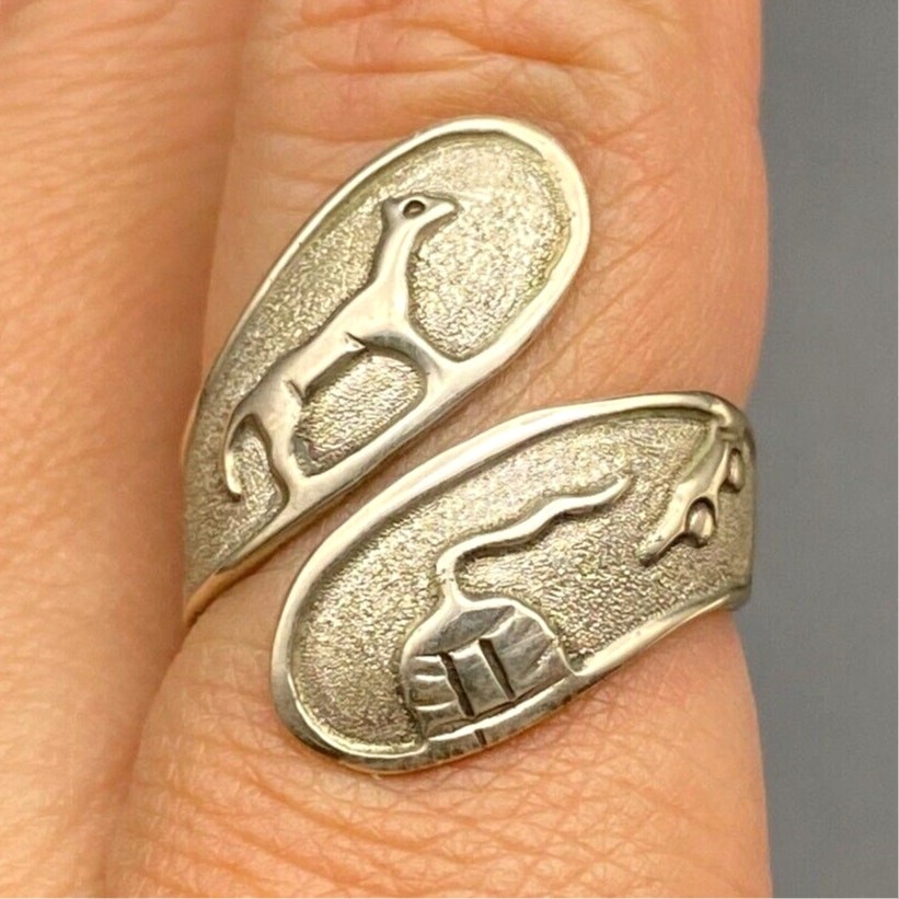 Vintage Navajo Secatero Storyteller Horse Sterling Silver Ring Adjustable Size 9