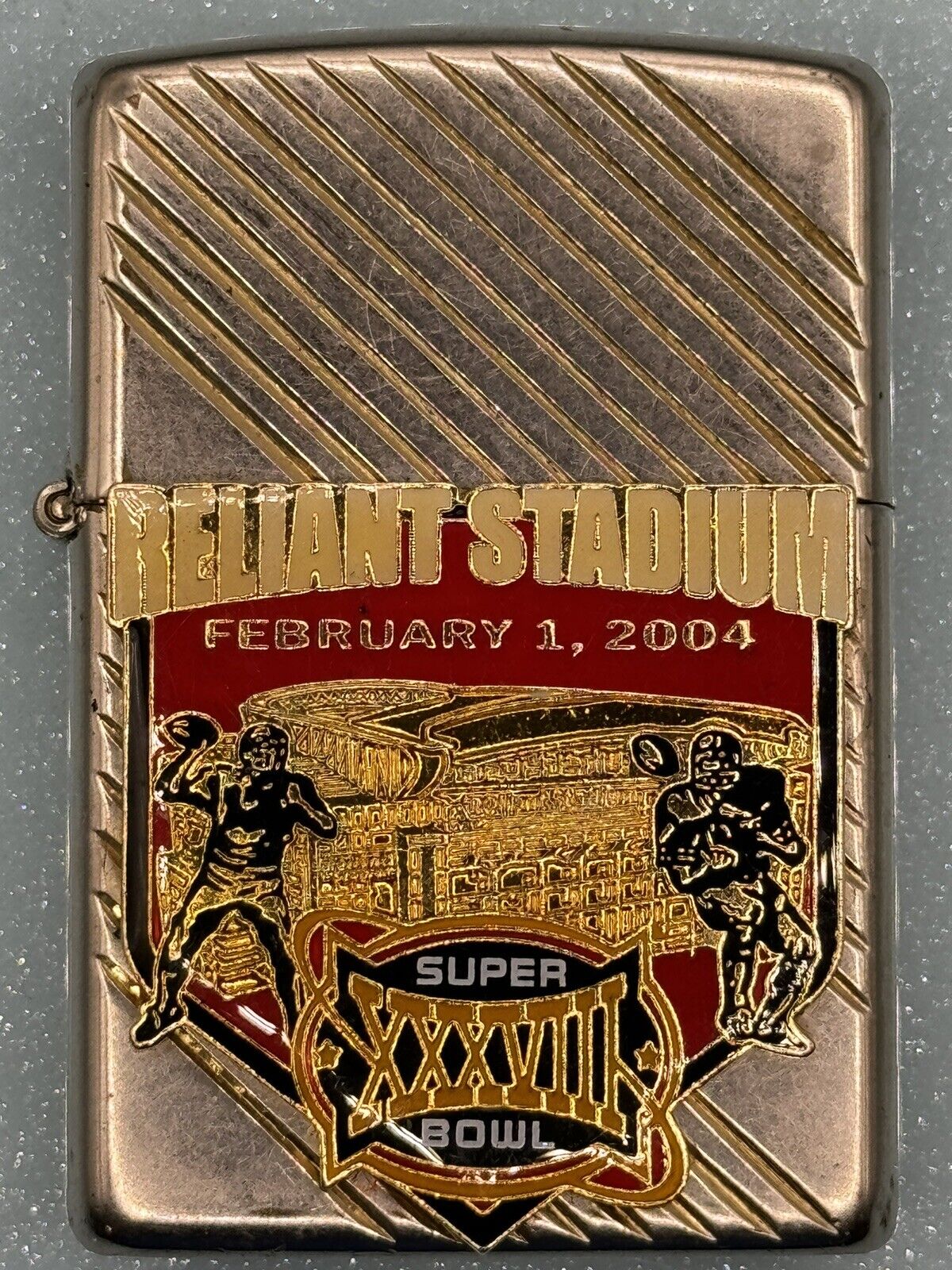 Vintage 1995 Reliant Stadium Super Bowl 2004 Chrome Zippo Lighter