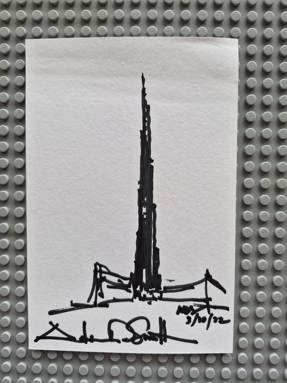 Adrian Smith   Architect ,Signed Autographed Sketch, Burj Khalifa 4x6 Card. 