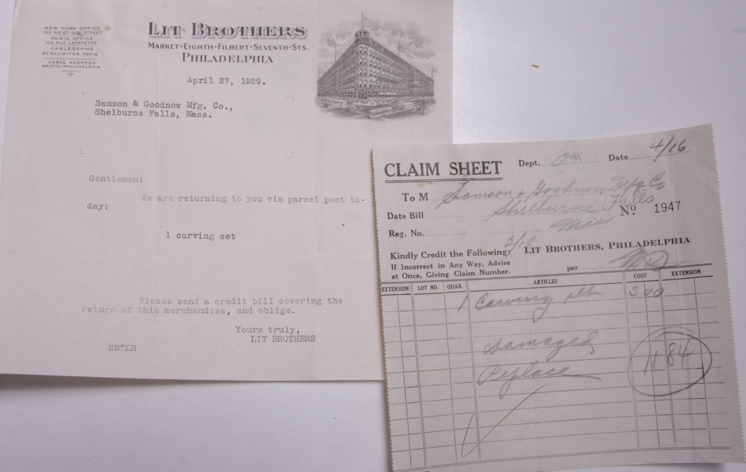 1929 Lamson Goodnow Lit Brothers Philadelphia PA Ephemera L612B 1929 Lamson Goodnow Lit Brothers Philadelphia PA Ephemera L612B