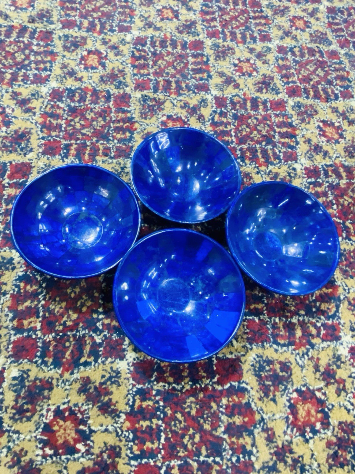 4 Pcs Lapis Lazuli Bowl 5inch Natural Stone