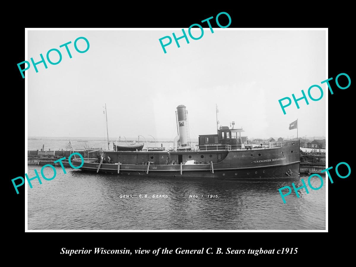 Superior Wisconsin The Cb Sears Tugboat c1915 Old Large Historic Photo