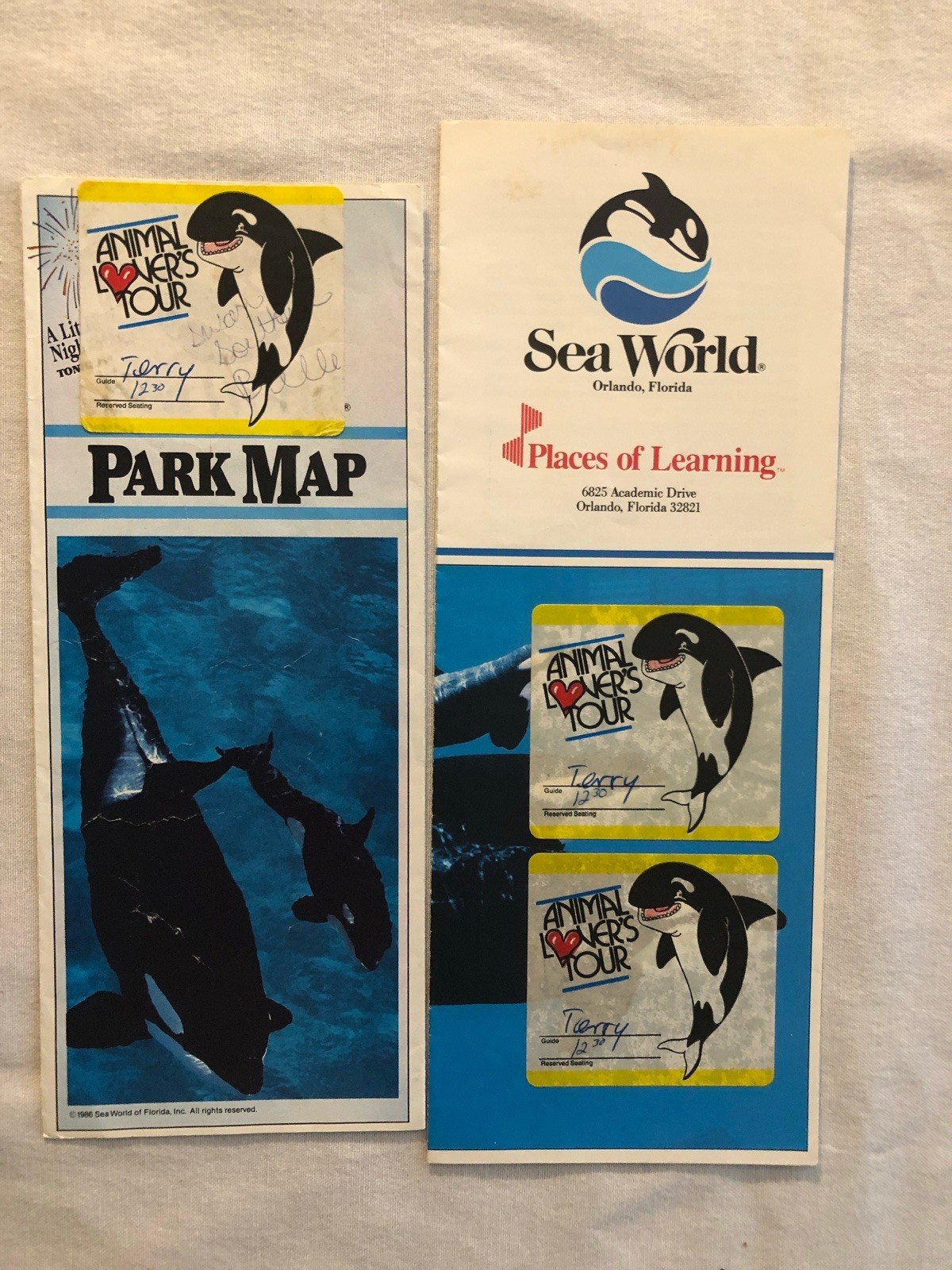VTG 1986 Sea World Florida Park Map Lot