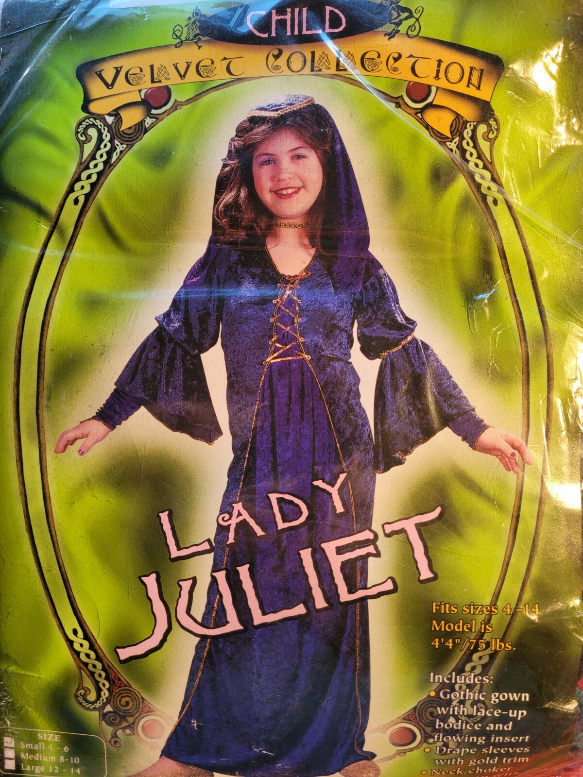  Girls Medieval Halloween Renaissance Costume Lady Juliet Size 4-6 