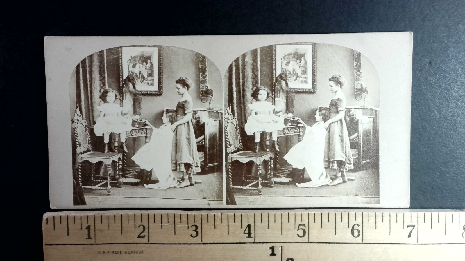 The Young Hairdressers Stereoview George S. M'Nille c1855 Victorian Flat Mount The Young Hairdressers Stereoview George S. M'Nille c1855 Victorian Flat Mount