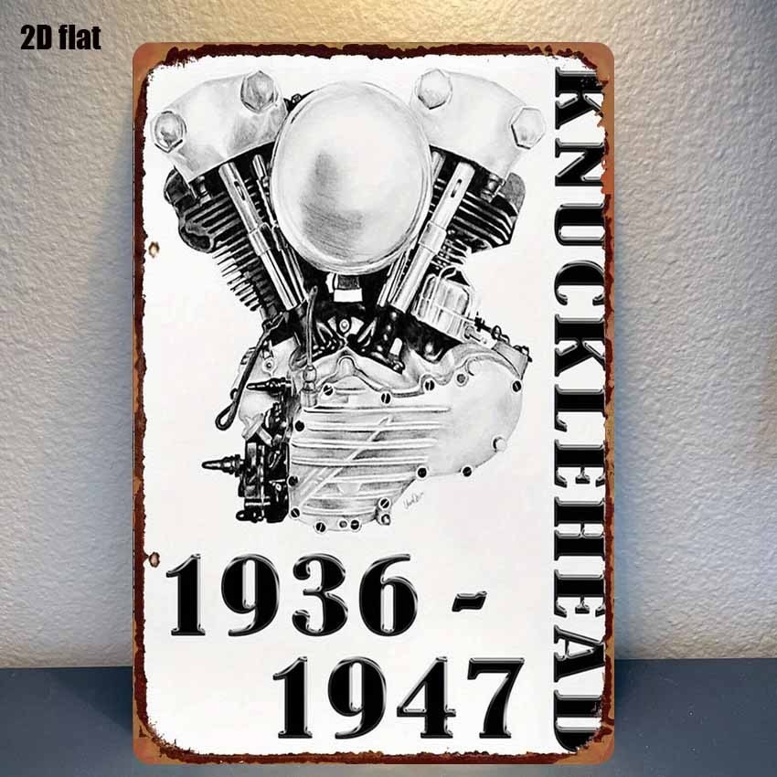 Vintage Motorcycle Engine 1936-1947 Tin Metal Signs Home Décor 8x12 