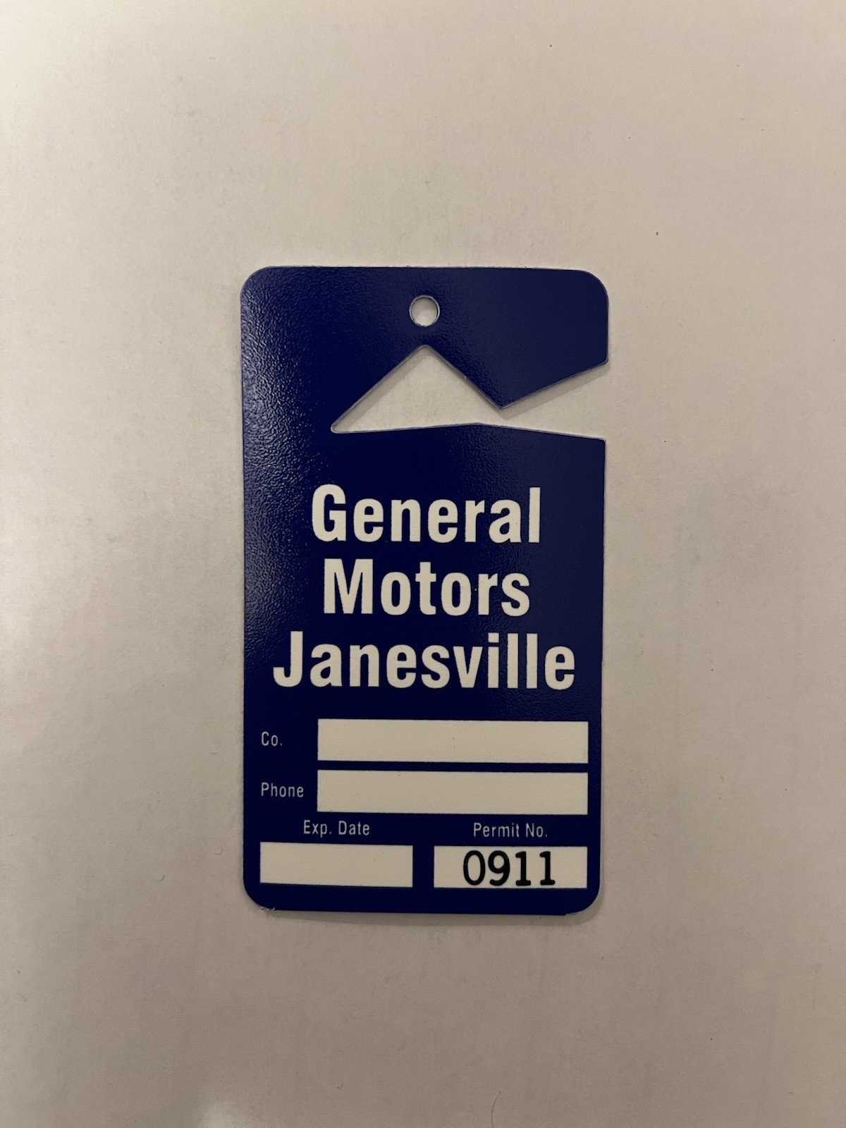 Original Janesville GM Assembly Plant Parking Pass For Rearview Mirrors 